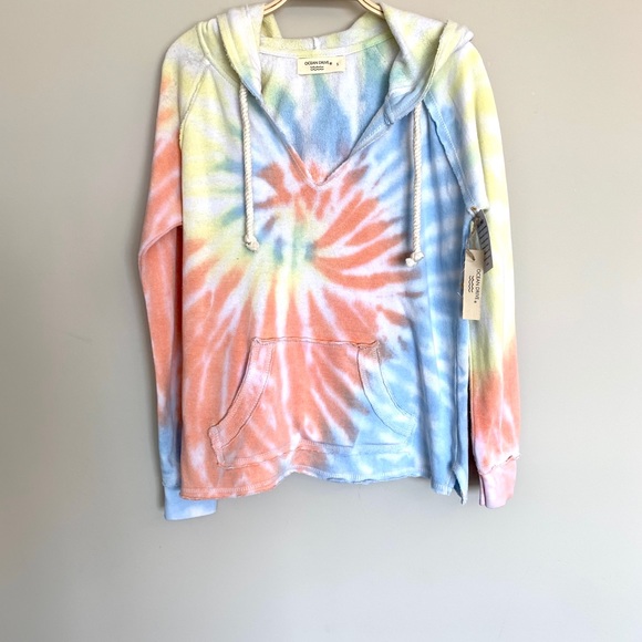 Ocean Drive Tops - Ocean Drive pink/ yellow Burnout Boxy Hoody Ocean Drive Tops - Ocean Drive pink/ yellow Burnout Boxy Hoody